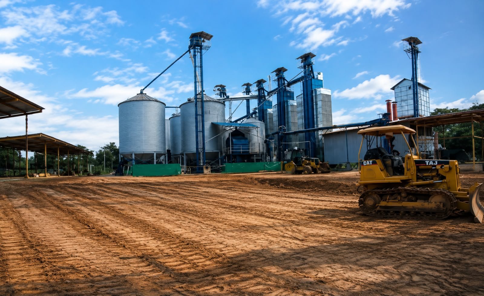 Complejo agroindustrial YOZA S.A.S. con maquinaria pesada